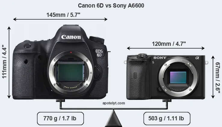 Size Canon 6D vs Sony A6600