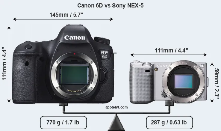 Size Canon 6D vs Sony NEX-5