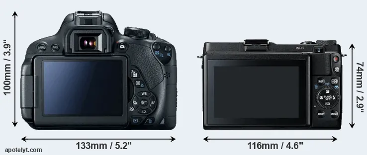 Comparison 700D or G1X Mark II rear