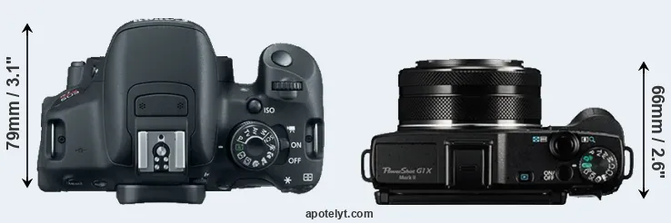 Compare 700D versus G1X Mark II top