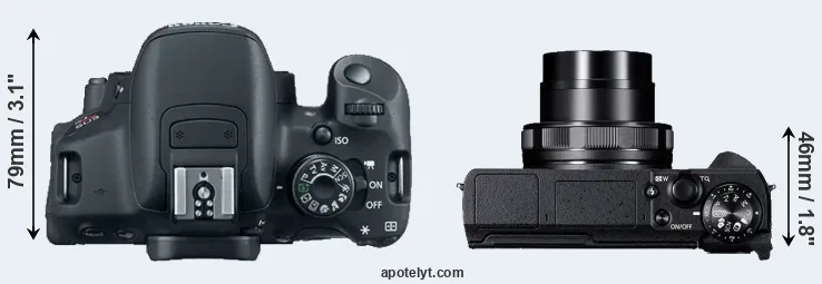 Compare 700D versus G5X Mark II top