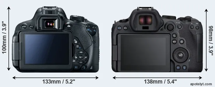 Comparison 700D or R6 Mark II rear