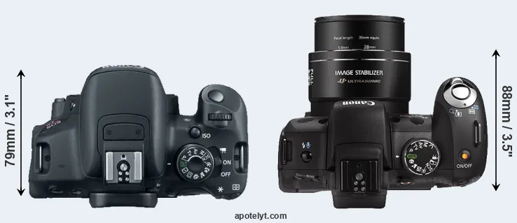 Compare 700D versus SX1 top