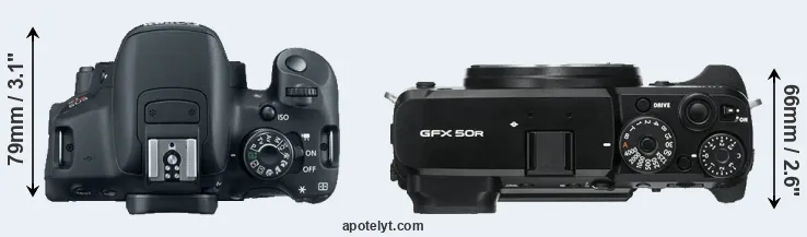 Compare 700D versus GFX 50R top