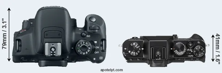Compare 700D versus X-T20 top