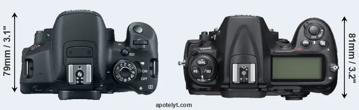 Compare 700D versus D300S top