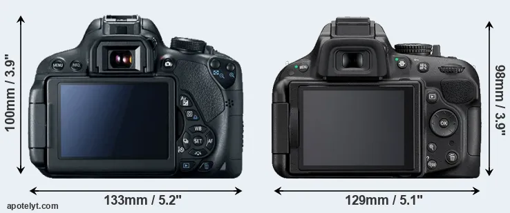 Comparison 700D or D5200 rear