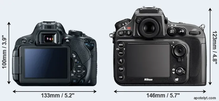 Comparison 700D or D800E rear