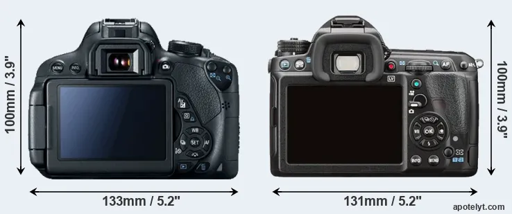 Comparison 700D or K-3 II rear
