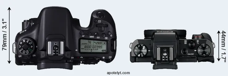 Compare 70D versus G5X top