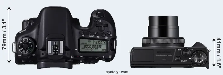 Compare 70D versus G7X Mark III top