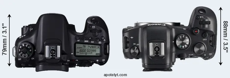 Compare 70D versus R6 top