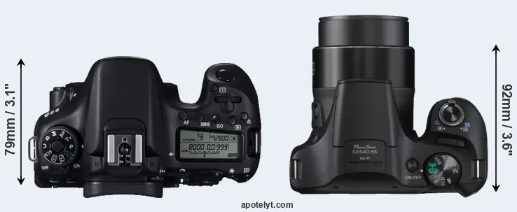 Compare 70D versus SX540 top