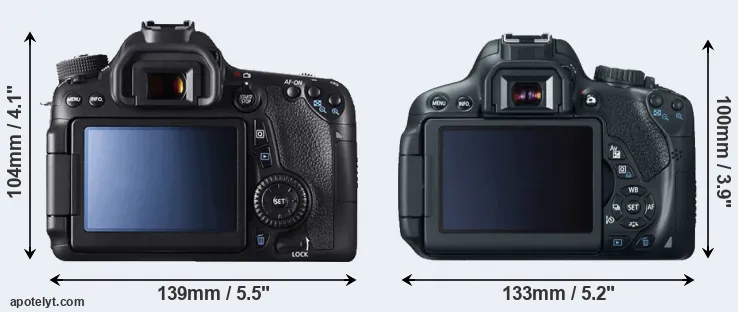 Comparison 70D or T4i rear