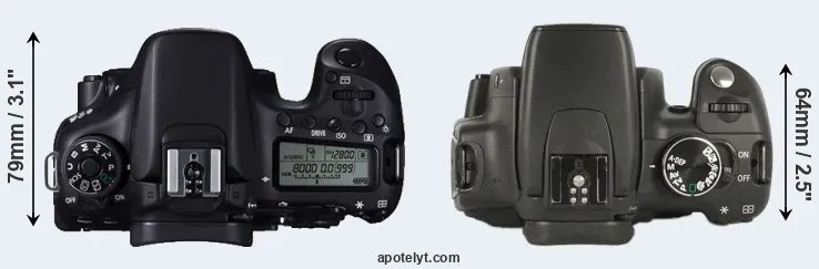 Compare 70D versus XT top