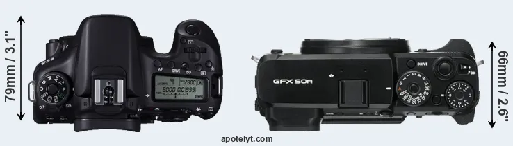 Compare 70D versus GFX 50R top