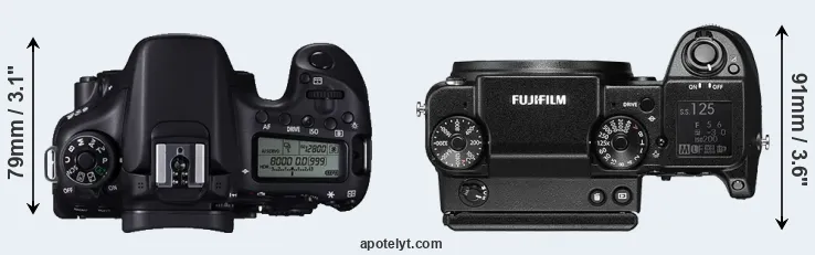 Compare 70D versus GFX 50S top