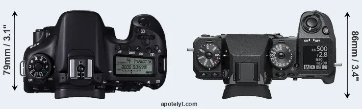 Compare 70D versus X-H1 top