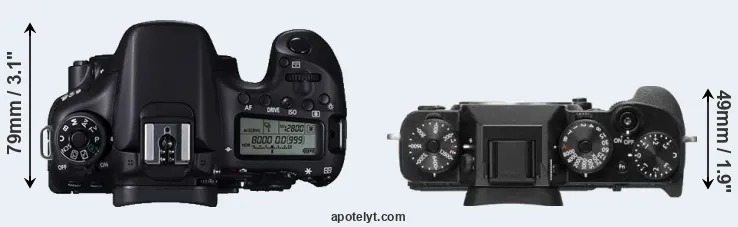 Compare 70D versus X-T2 top