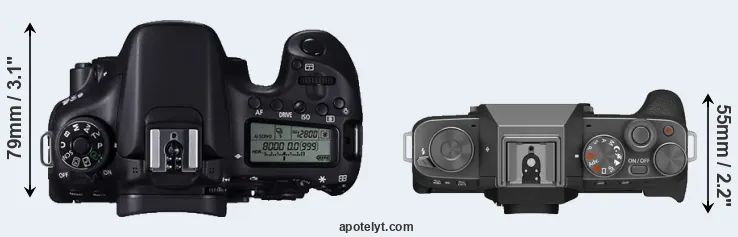 Compare 70D versus X-T200 top