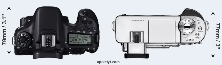 Compare 70D versus Digilux 3 top