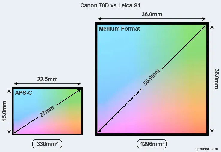 Canon 70D and Leica S1 sensor measures