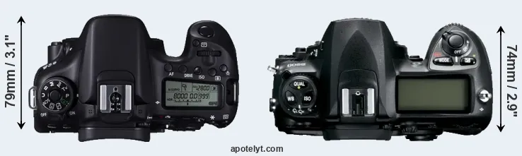 Compare 70D versus D200 top