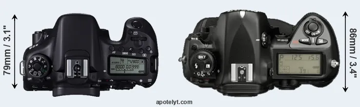 Compare 70D versus D2X top