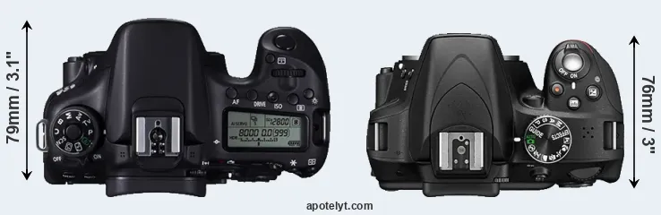 Compare 70D versus D3300 top