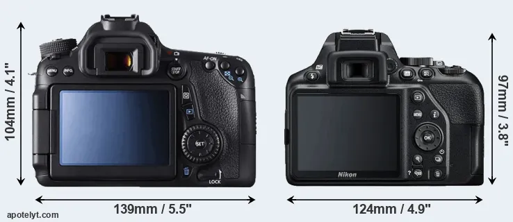 Comparison 70D or D3500 rear