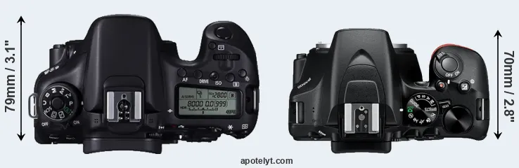Compare 70D versus D3500 top