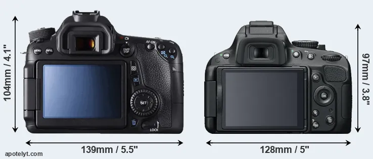 Comparison 70D or D5100 rear