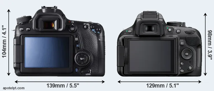 Comparison 70D or D5200 rear