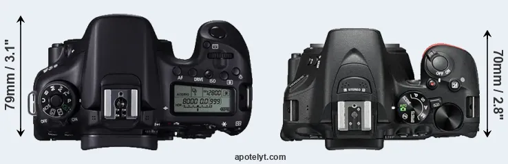 Compare 70D versus D5500 top