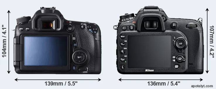 Comparison 70D or D7100 rear