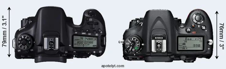 Compare 70D versus D7100 top