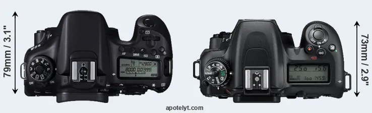 Compare 70D versus D7500 top