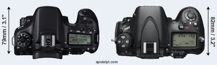 Compare 70D versus D800 top