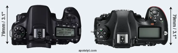 Compare 70D versus D850 top