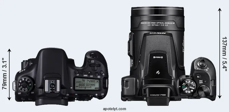 Compare 70D versus P900 top