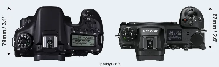 Compare 70D versus Z6 top