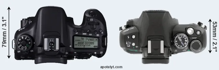 Compare 70D versus E-400 top
