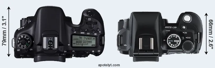 Compare 70D versus E-500 top