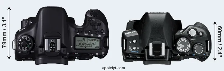 Compare 70D versus E-600 top