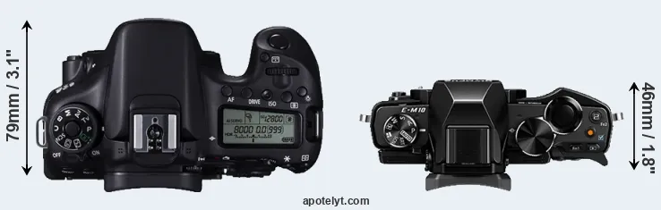 Compare 70D versus E-M10 top