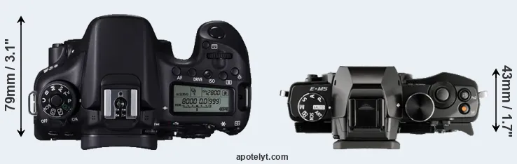 Compare 70D versus E-M5 top