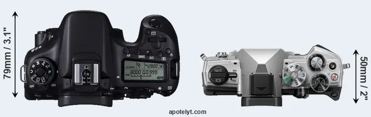 Compare 70D versus OM-5 top