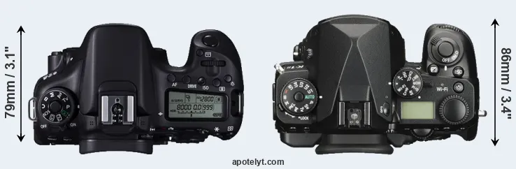Compare 70D versus K-1 II top