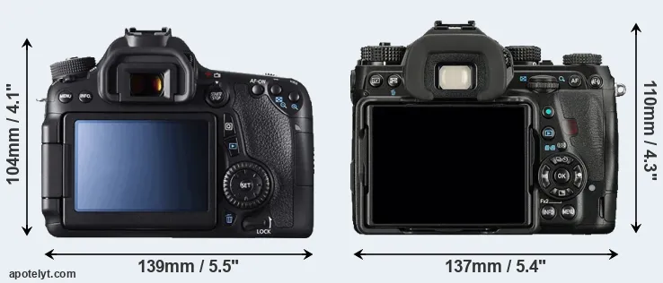 Comparison 70D or K-1 rear