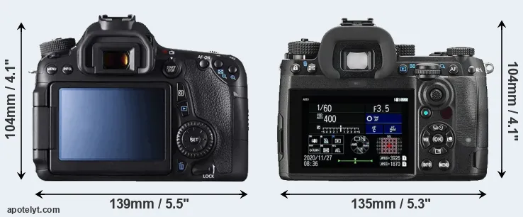 Comparison 70D or K-3 III rear